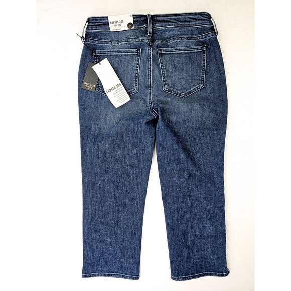 NYDJ Curves 360 Size 0 Womens Slim Straight Crop 21" Inseam Blue Denim Jeans NWT - Picture 1 of 16